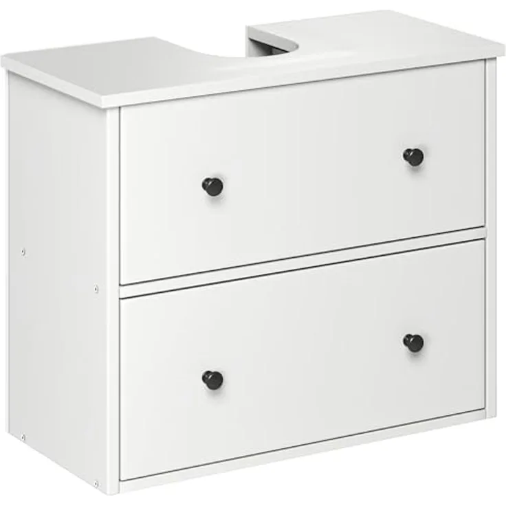 YITAHOME Waschbeckenunterschrank mit schubladen, Badezimmerschrank, 2 große Schubladen, 60 x 30 x 50 cm, badunterschrank wandmontage Weiss