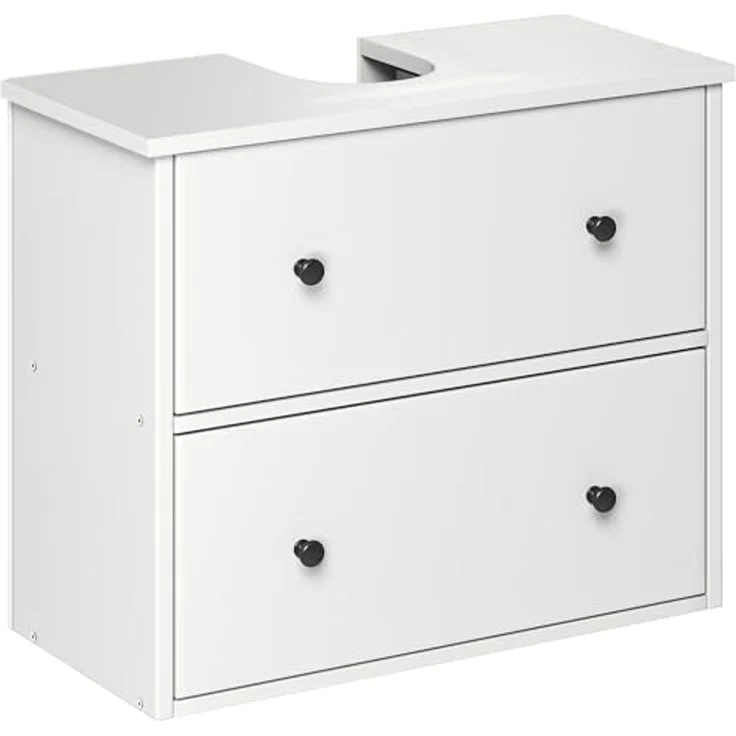 YITAHOME Waschbeckenunterschrank mit schubladen, Badezimmerschrank, 2 große Schubladen, 60 x 30 x 50 cm, badunterschrank wandmontage Weiss – Bild 1