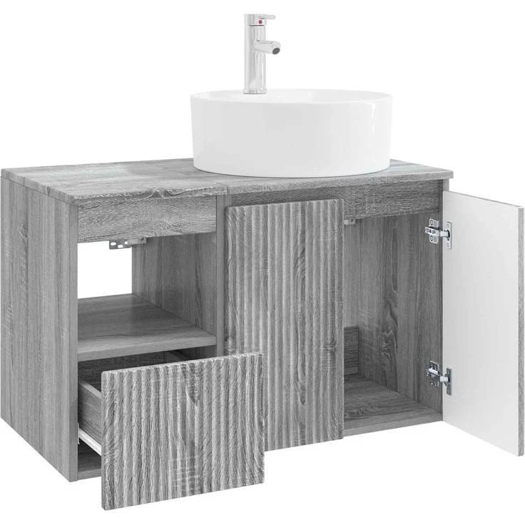 vidaXL Badezimmerschrank-Set 2 stk. Grau Sonoma 79,5 x 44,5 x 82 cm 3404080 – Bild 4