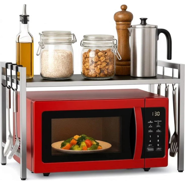 DanDiBo Verstellbares Küchenregal Edelstahl für Arbeitsplatte Stehend 2 Stufig 40-64 cm Regal Küche 96685 Standregal – Bild 1