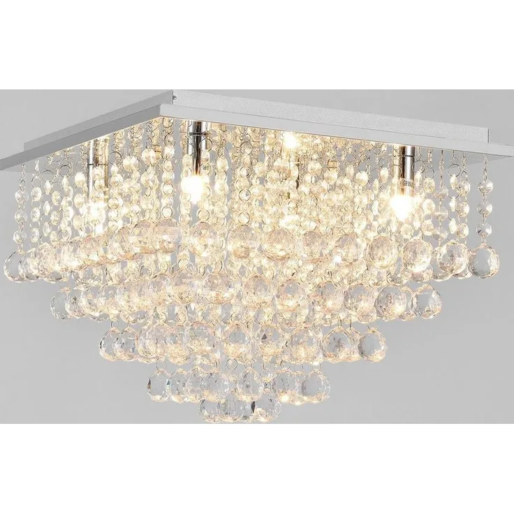 Kristall Deckenleuchte [38x38cm] Deckenlampe Lüster Zimmerlampe Chrom [lux. pro]