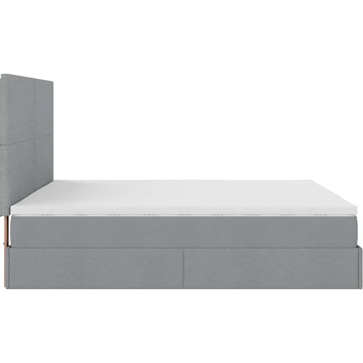vidaXL Ottoman-Bett mit Matratzen & LEDs Hellgrau 200x200 cm Stoff 3313948 – Bild 9