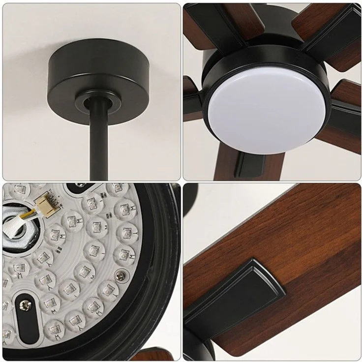 DELIPOP – Dimmbarer LED – Deckenventilator mit 6 Geschwindigkeitsstufen – Leiser Deckenventilator mit Fernbedienung, Schwarz, für Schlaf – und Wohnzimmer – 132x132x44cm – Bild 4