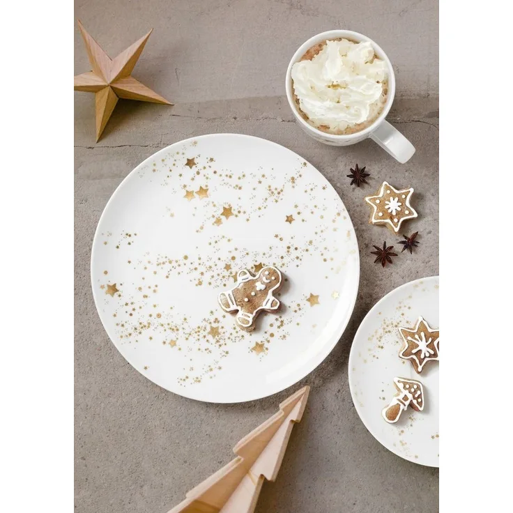 Seltmann Weiden Servierschale Liberty - Golden Stars, Porzellan, (1-tlg), Gebäckdose, Gebäckschale, Schale mit Deckel, 14 x 9 cm