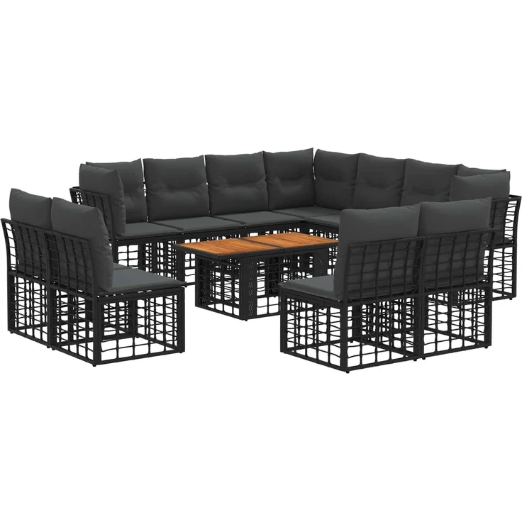 vidaXL Gartensofa-set 12 stk. Schwarz und Dunkelgrau 100 x 55 x 73 cm 3437877 – Bild 2