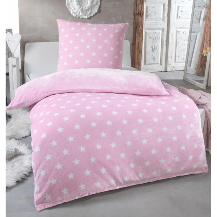 Malika Wendebettwäsche 135x200 + 80x80 cm Cashmere Touch Sterne Bettwäsche, atmungsaktiv, Mikrofaser, 2 teilig, Für Allergiker geeignet, pflegeleicht, angenehm weicher Stoff – Bild 1