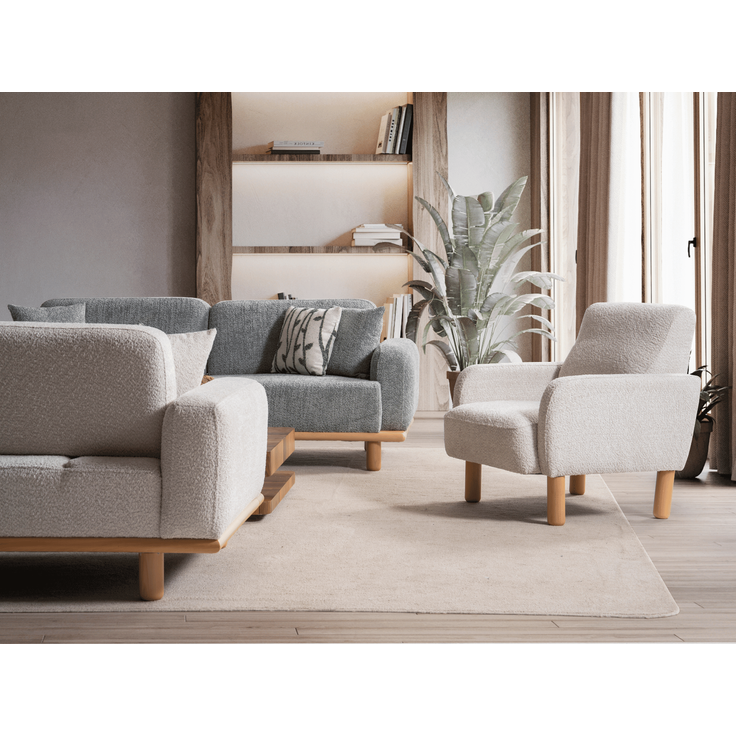 Sitzgruppe/Sofa Set - Wohnzimmergarnitur "Gardenia" 3+3+1-Grau/Weiß – Bild 9