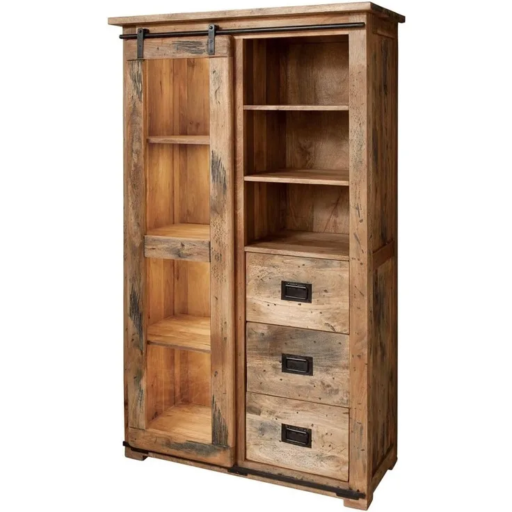 Vitrine Mango 100x45x175 natur lackiert RAILWAY #126