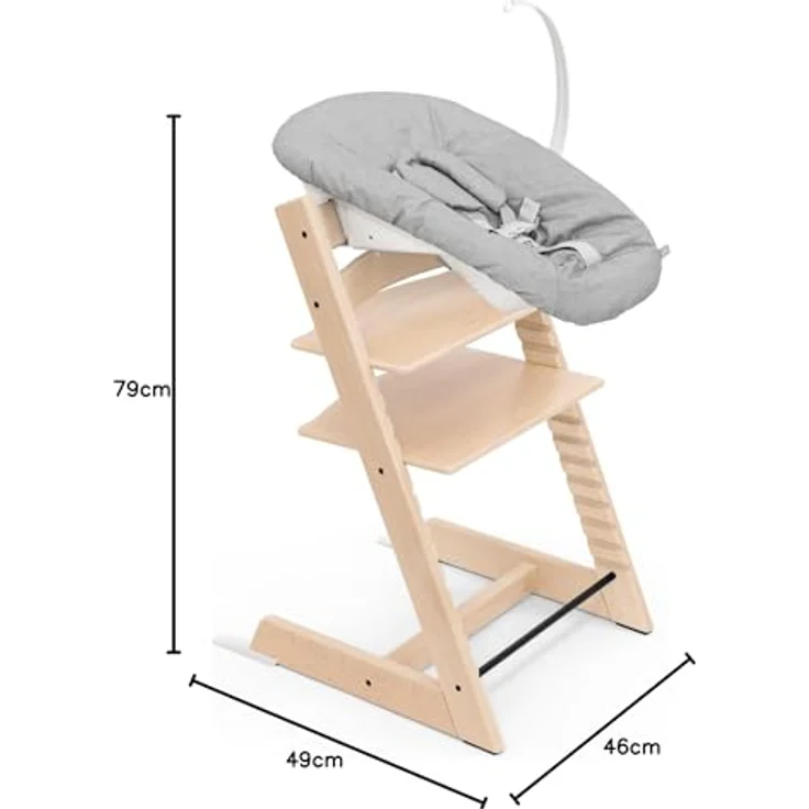 Tripp Trapp Stuhl von Stokke (Natural) mit Newborn Set (Grey) - Für Neugeborene bis zu 9 kg - Gemütlich, sicher & einfach zu verwenden – Bild 9