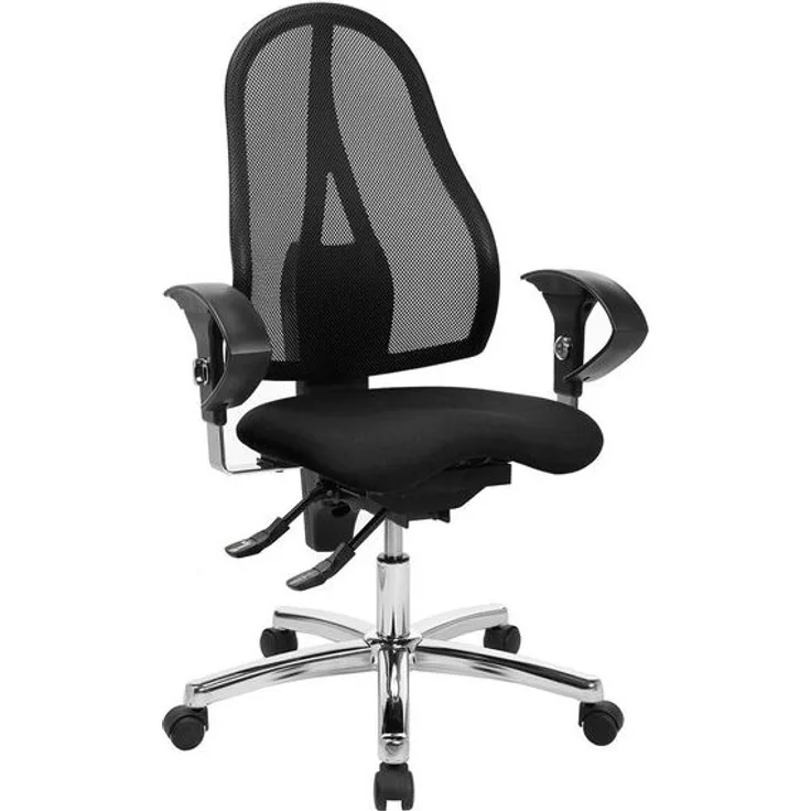 Topstar Drehstuhl Sitness 15 - schwarz Armlehnen Universalrollen.