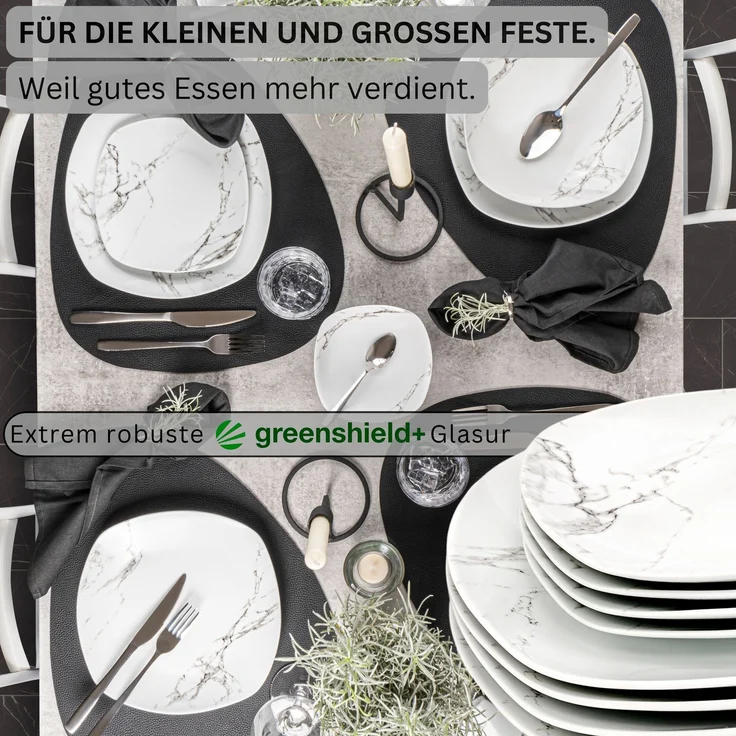 SÄNGER Porzellan Geschirrset Bilgola Marmor, Tafelservice 18 teilig für 6 Personen – Bild 3