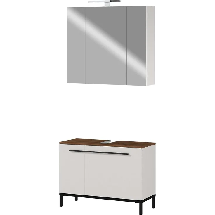GERMANIA Badmöbel-Set Yonkers, Set bestehend aus 1 Waschbeckenunterschrank und 1 Spiegelschrank