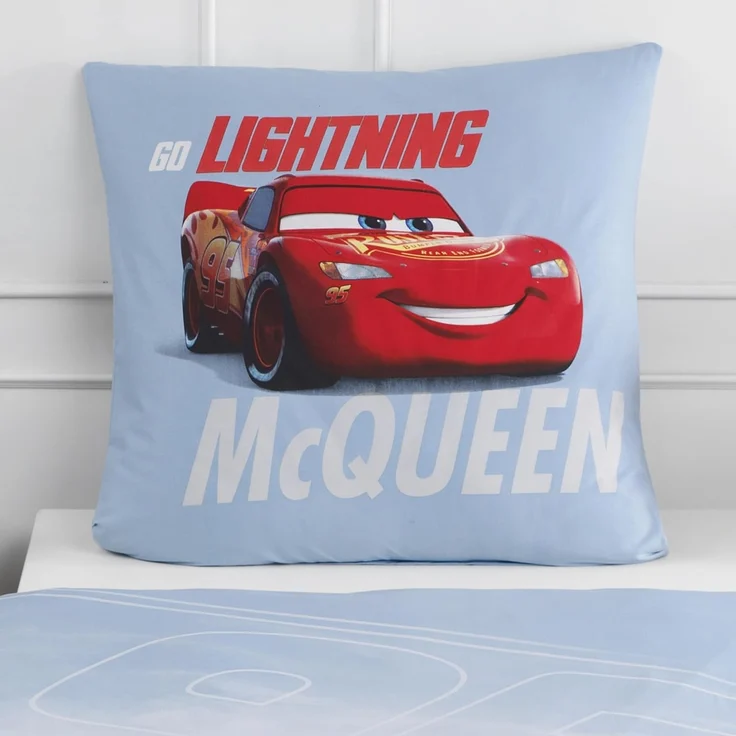 MTOnlinehandel Bettwäsche Cars 135x200 + 80x80 cm, 100 % Baumwolle, Renforcé, 2 teilig, Jungen Kinderbettwäsche Disney's Cars Auto, Lightning McQueen – Bild 2