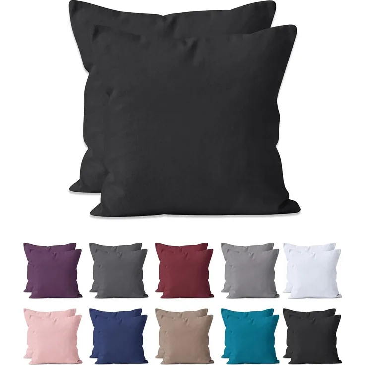 Hometex Premium Textiles Kissenbezug 2-er Set Kissenbezug Mikrofaser, Doppelpack Kissenhüllen ca. 95 g/m², Dekorative Dekokissen Sofakissen Lendenkissen Wurfkissenbezug mit Reißverschluss