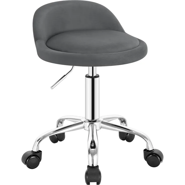 WOLTU Bürohocker mit Rollen, Drehhocker höhenverstellbar, Rollrocker mit niedriger Rückenlehne, Arbeitshocker Dunkelgrau, Sitzhöhe 43-54,5 cm BS127dgr