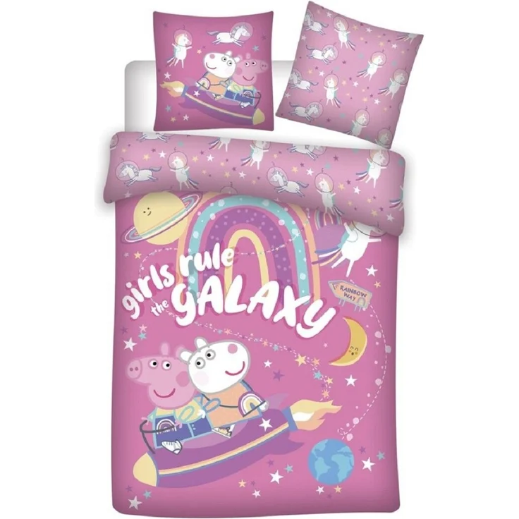 Peppa Pig Bettwäsche Set Bettbezug 140x200cm und Kissenbezug 63x63cm für Kinderzimmer