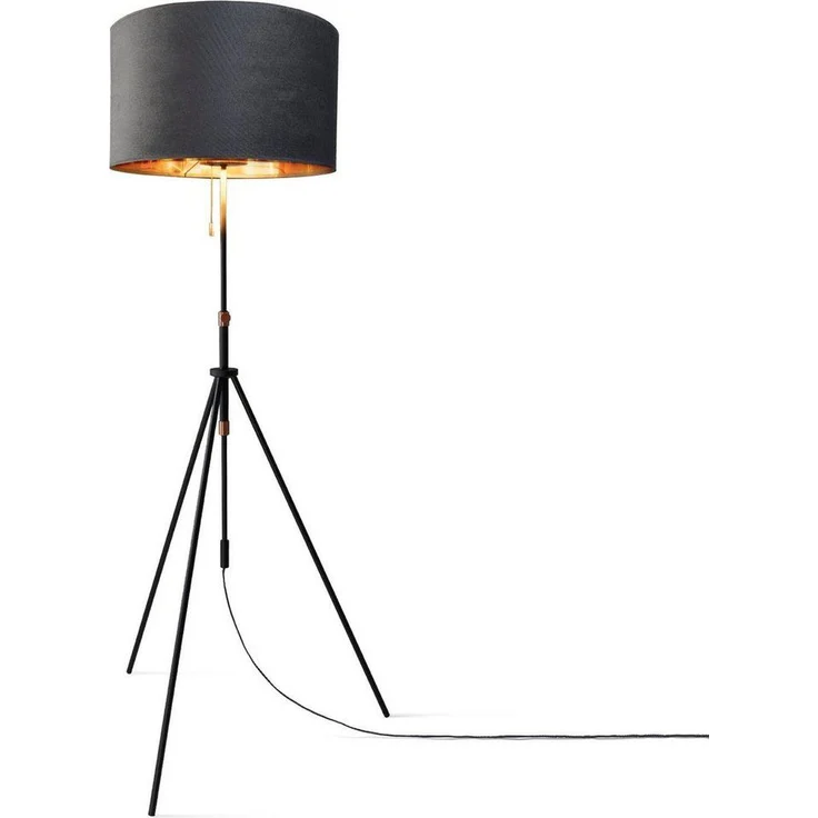 Paco Home Stehlampe Naomi uni Color, ohne Leuchtmittel, Wohnzimmer Höhenverstellbar 121,5 bis 176,5 cm Zugschalter Velour – Bild 1