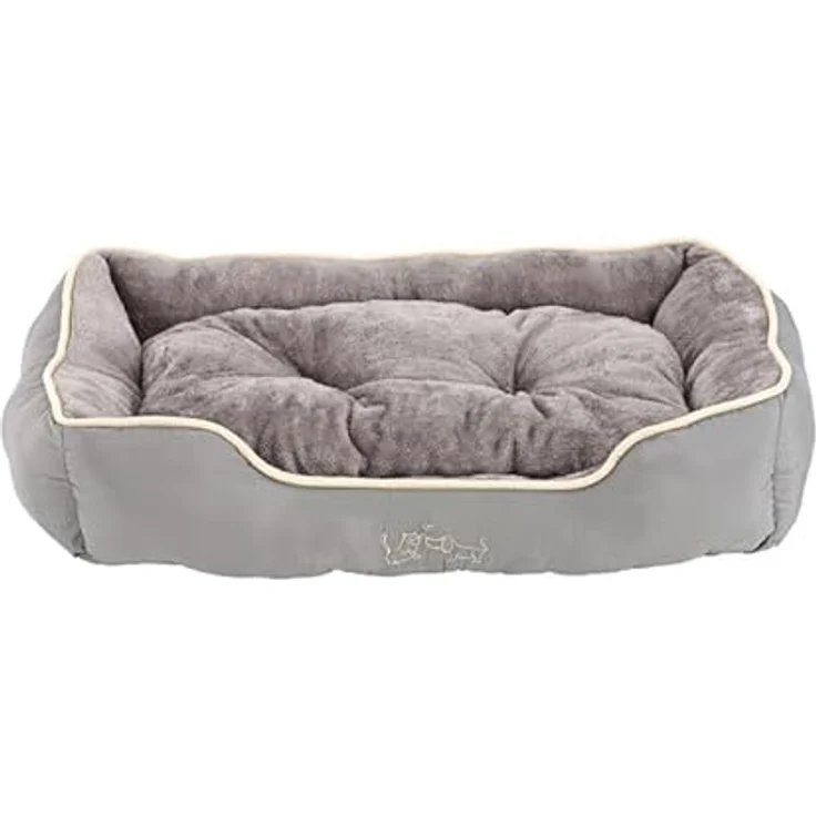 Dehner Tierbett Sammy, rechteckig, grau, versch. Größen, hochwertiges Hundebett / Katzenbett, mit herausnehmbarem Liegekissen – Bild 5