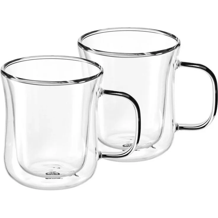 GRÄWE Doppelwandige-Thermogläser mit Henkel, 250ml, 2er Set, geschwungen