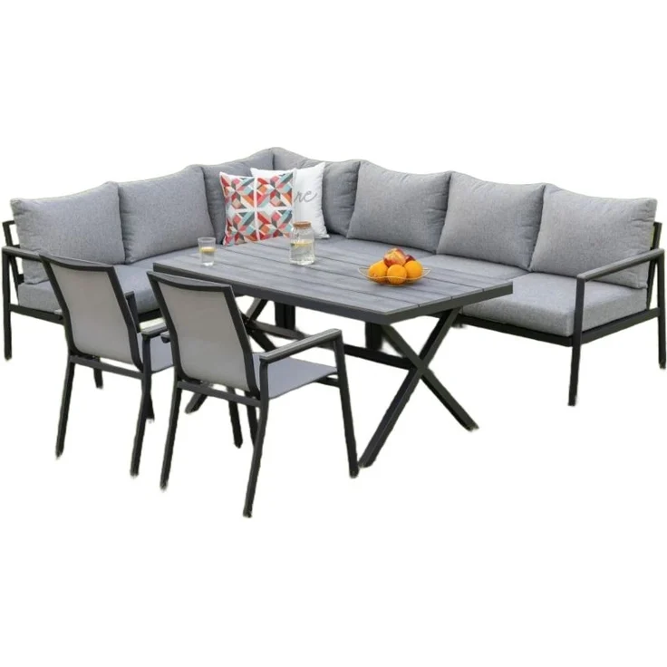 Gardissimo JOLIE Alu Ecklounge Gartenmöbel Sitzgruppe Nonwood grau – Bild 3