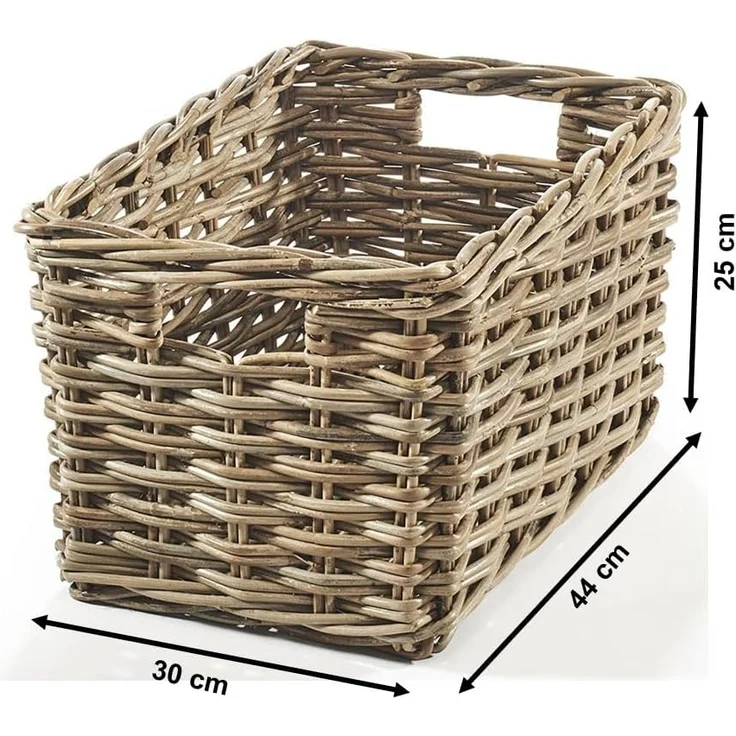 Kobolo Aufbewahrungskorb Regalkorb Rattan kubu mit Grifflöchern – Größe S – Bild 2