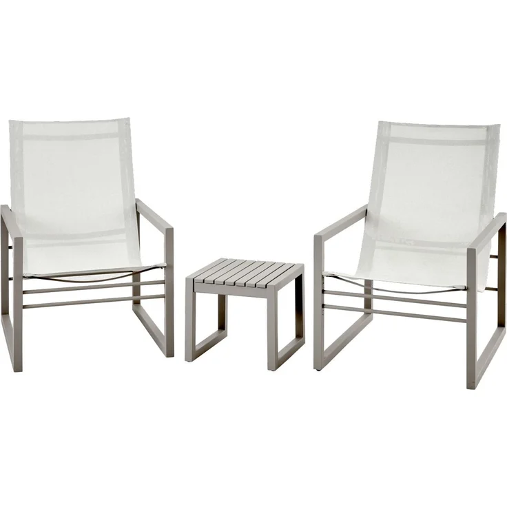 Gartenbeistelltisch Vevi aus Aluminium, modern, beige, quadratisch, pulverbeschichtet – Bild 2