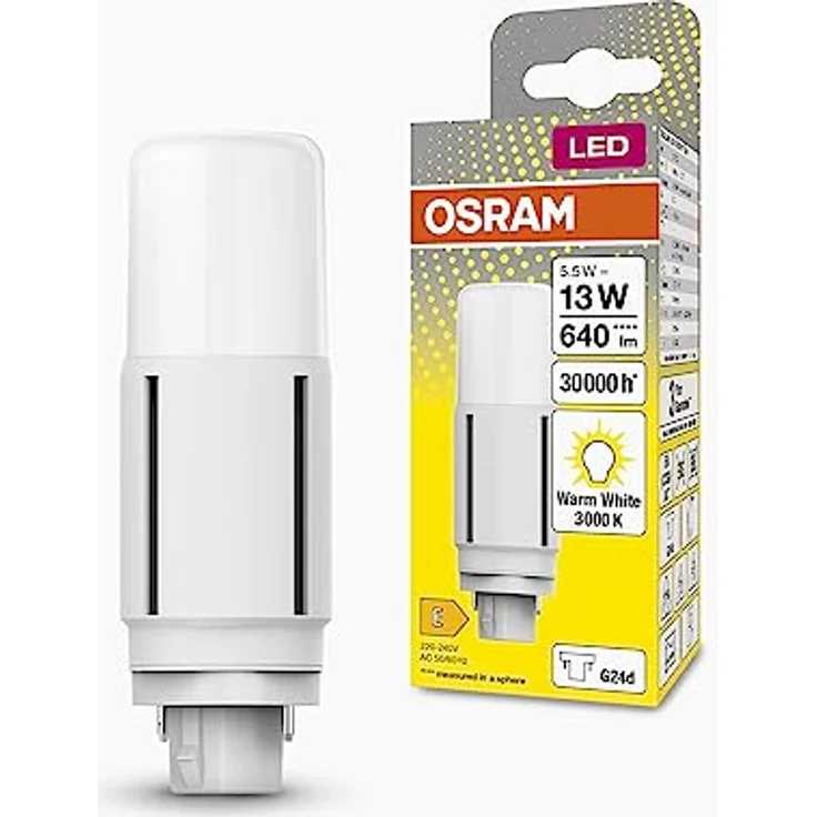 OSRAM Dulux LED-Lampe G24d D13 VT EM/AC, 5,5 W, 3000 K, sehr gute Schaltfestigkeit, für vertikale Anwendung – Bild 1