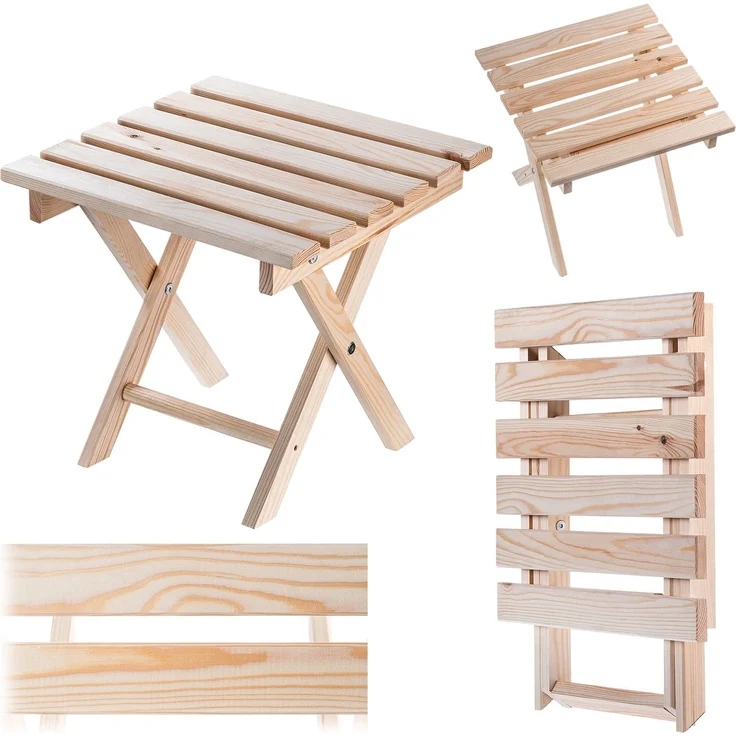 KADAX Couchtisch für Liegestühle Natur 39x37cm – Bild 1