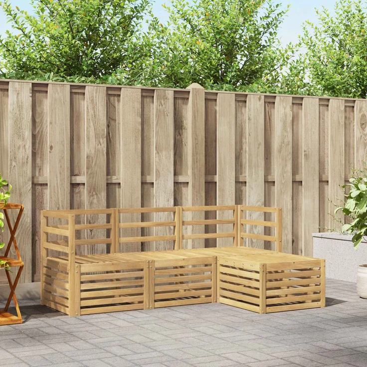 vidaXL Outdoor-Sofagarnitur 4 stk. 4-Sitzer Weiß Massivholz Akazie 3391614 – Bild 1