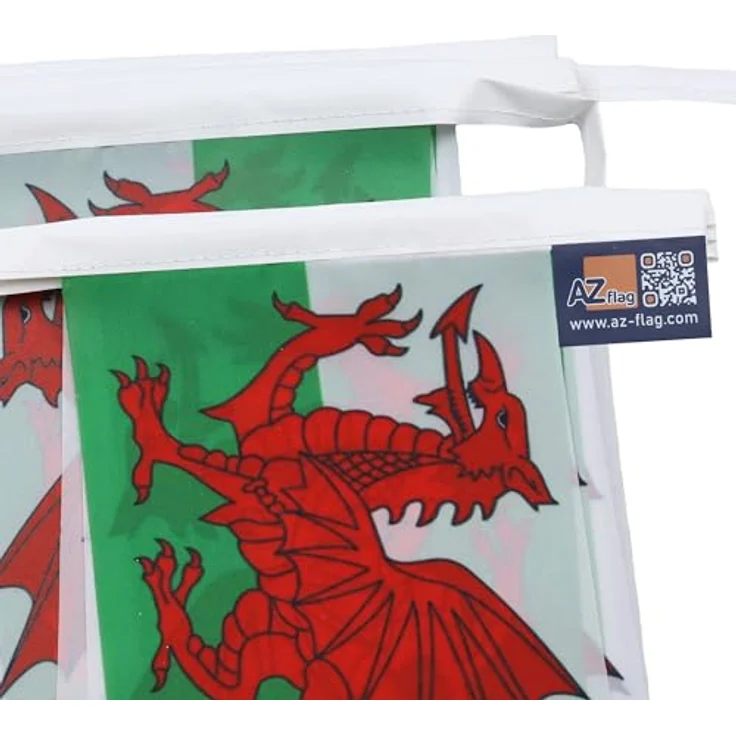 AZ FLAG - Fahnenkette Wales 6 Meter Mit 20 Flaggen - 21x14 cm - Walisische Girlande Flaggenkette 14 x 21 Cm – Bild 4