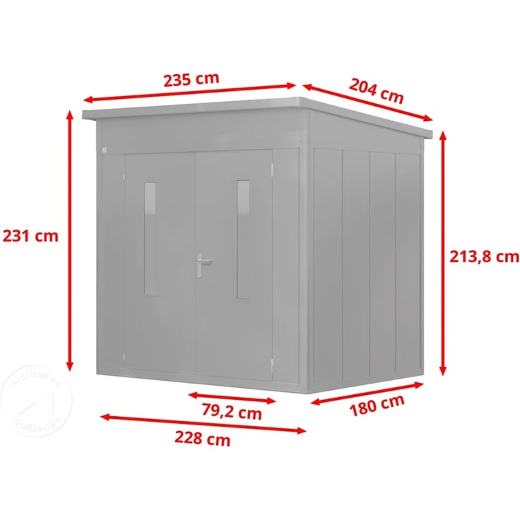 GFP PrimeyardGerätehaus Metall Gartenhaus 228x180x231 cm Geräteschuppen Pultdach anthrazit – Bild 10