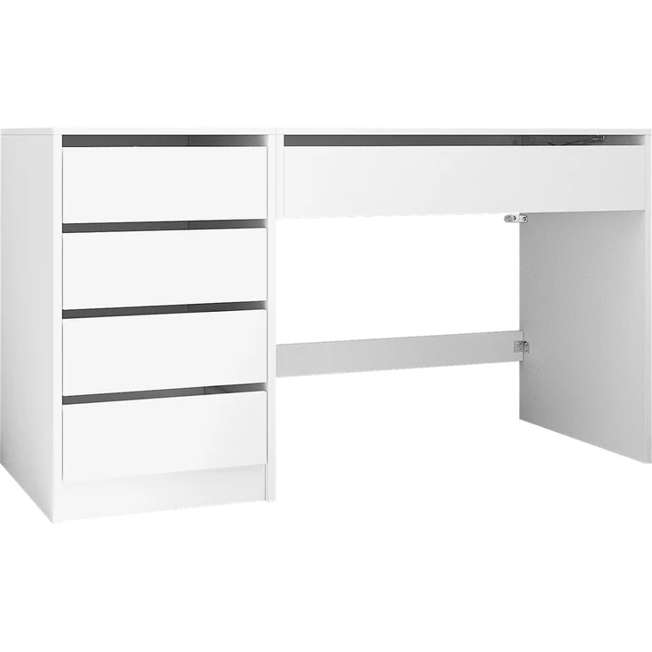 ZUBALIYA 120×50×78–92cm, höhenverstellbarer Schreibtisch mit 4 Schubladen – weißer Schminktisch und Computertisch in einem, mit manueller Höhenverstellung und verstecktem Stauraum, Schreibtisch, Schminktisch – Bild 10
