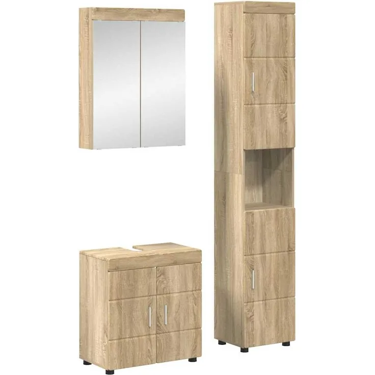vidaXL Badezimmermöbel-Set TULUM 3 stk. Sonoma-Eiche 60 x 34 x 63 cm 3398036
