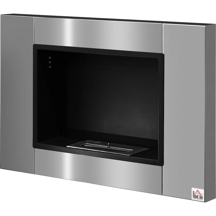 JARDJ Einbau-Wandkamin mit Bioethanol und 0,9-Liter-Brenner, Brenndauer ca 3 Stunden, Maße: 80 x 14 x 54 cm (L x B x H), Geeignet für Räume von 25–30 m², Edelstahl – Bild 2