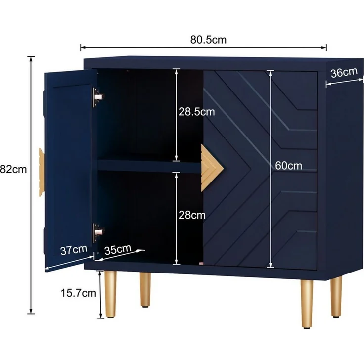 HOLTICO Sideboard Schrank für Wohnzimmer, Küche, Schlafzimmer (1 St), Kommode mit 2 Türen, Küchenschrank, Aufbewahrungsschrank – Bild 2