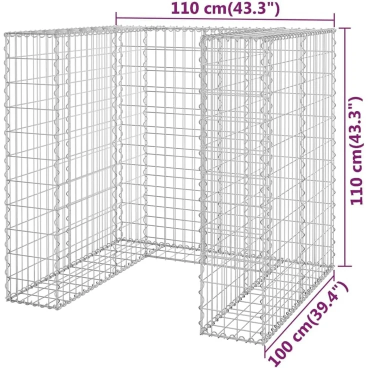 DELUKE® 1er Gabionen Mülltonnenbox ESOL 110x110x100cmMülltonnenverkleidung für 1 Tonne Gabionenwand Müllbox aus Steinen Mülltonnenschutz – Bild 2