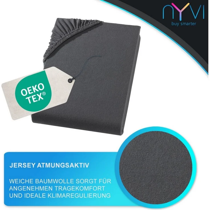 NYVI Spannbettlaken Spannbettlaken DreamScience Heavy Jersey für Topper bis 10 cm Höhe, Jersey, Gummizug: rundum, (1 Stück), Spannbetttuch, Formstabil, 160g/m², Rundum-Gummizug, Bügelfrei – Bild 3