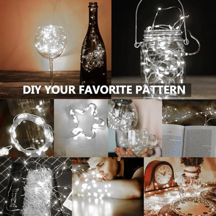Jsdoin LED Mini Lichterkette mit Batterie, 6x20er Micro Lichterkette außen Batterie, 2M DIY kleine Lichterketten Wasserdicht für Party Hochzeit Weihnachten Beleuchtung Deko (Kaltweiß) – Bild 4