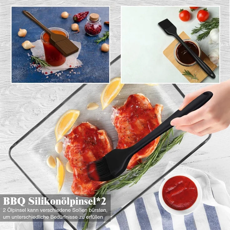 LuxusKollektion Grillbesteck-Set, 30-teilig, Edelstahl silber / Holz natur – Bild 5