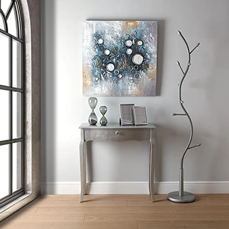 Versa Cagliari Schmales Möbelstück für den Eingangsbereich oder Flur, Moderner Konsolentisch, mit 1 Schublade, Maßnahmen (H x L x B) 80 x 30 x 80 cm, Holz, Farbe: Silber – Bild 3