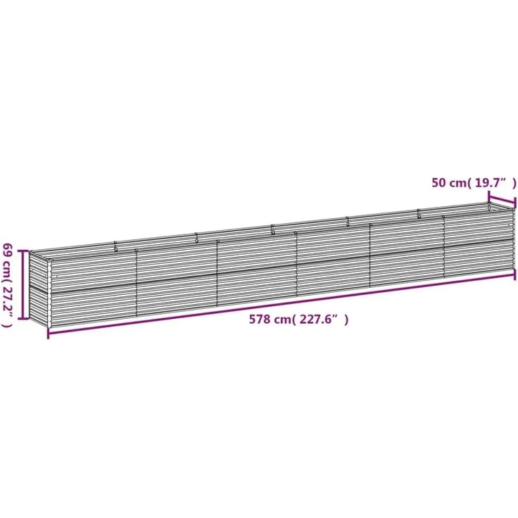 DELUKE® Hochbeet aus Cortenstahl AKSEL unten offen Hochbeet Metall Pflanzenbeet Metall Gartenbeet Blumenbeet Beet hoch Frühbeet für Garten Gemüsebeet, 578x50x69cm – Bild 2