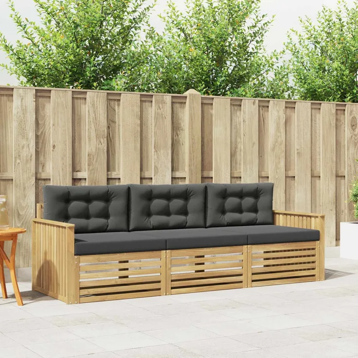 vidaXL Outdoor-Sofagarnitur 3 stk. 3-Sitzer Weiß und Anthrazit 3389962