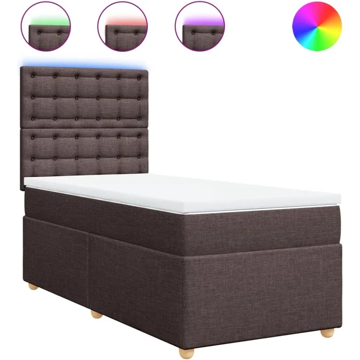 vidaXL Boxspringbett mit Matratze Dunkelbraun 100x200 cm Stoff 3293508 – Bild 2