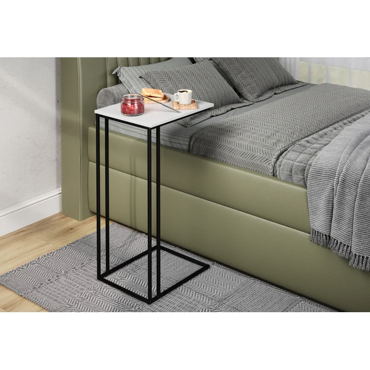 trendteam smart living - Strike - Beistelltisch - Weiß/Schwarz - Wohnzimmertisch auf robustem Metallgestell - (BxHxT) 50 x 91 x 40 cm - praktische C-Form – Bild 4