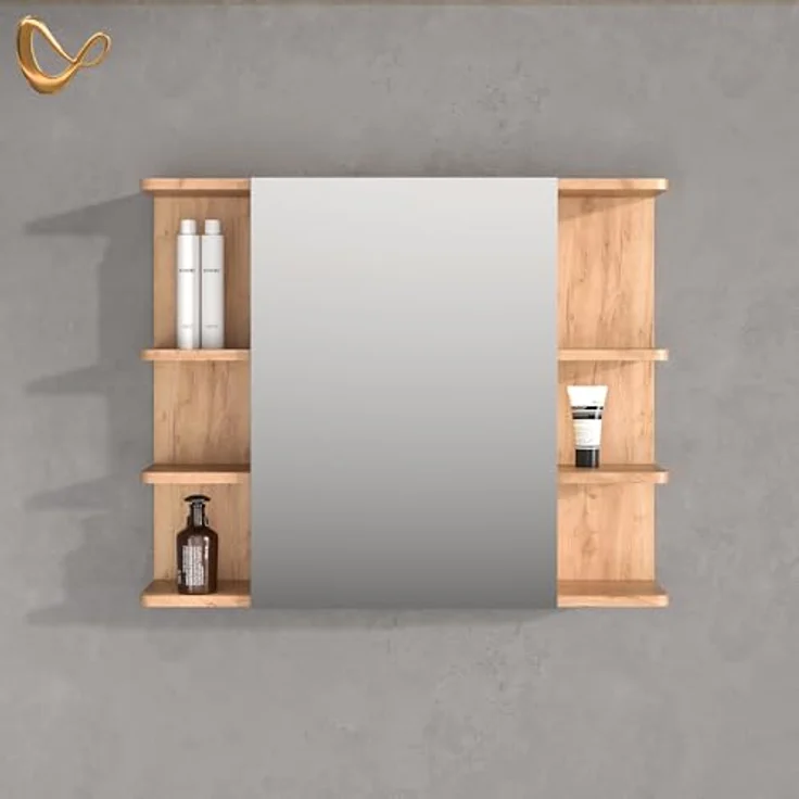Livinity® Badezimmerspiegelschrank Fucino, Goldkraft Eiche/Anthrazit, 79.6 x 64 cm (1-St) – Bild 8