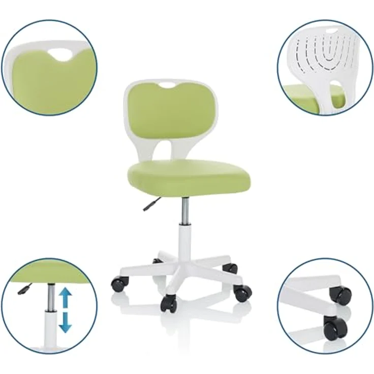 hjh OFFICE Kinder Schreibtischstuhl KIDDY TOP W Kinderbürostuhl Stoff Drehstuhl, mitwachsend, Grün, 736427 – Bild 5