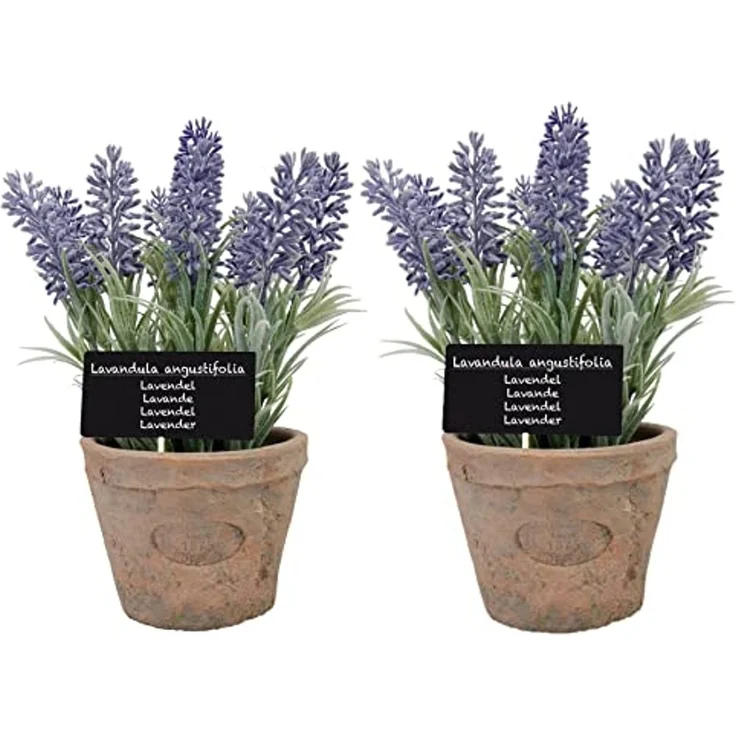 Esschert Design Kunststoffpflanze Lavendel im Topf, Größe L, ca. 11x11 cm cm x 22 cm – Bild 2