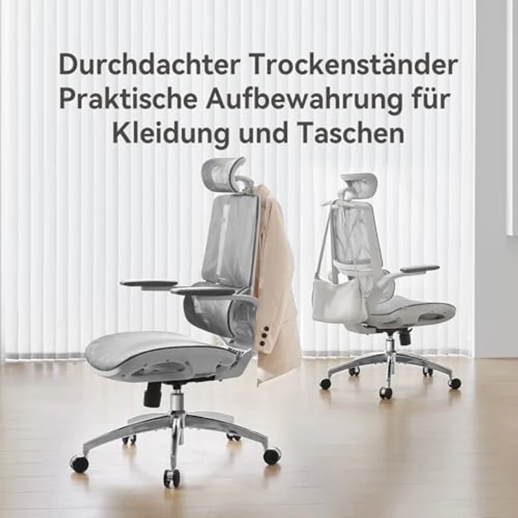 SIHOO M59AS Ergonomischer Bürostuhl mit Doppelsitzlehnen-Design und adaptiver Lendenwirbelstütze, Mesh-Schreibtischstuhl für das Homeoffice (Weiß) – Bild 3