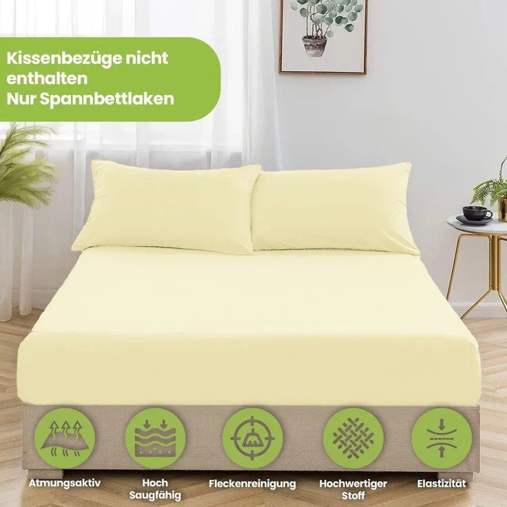 Jersey Spannbettlaken 140-160x200 100% Baumwolle weich bügelfrei komfort Weizen – Bild 1