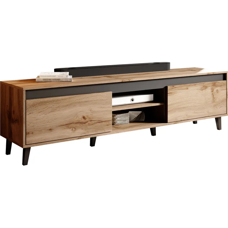 Mirjan24 'Kaspro II' TV-Lowboard mit vier Fächer, Wotan / Anthrazit, 49 x 170 x 38 cm